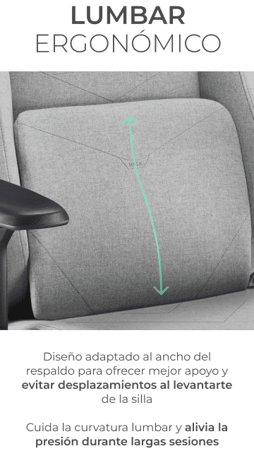 Soporte lumbar ergonómico que adapta el respaldo y alivia la presión